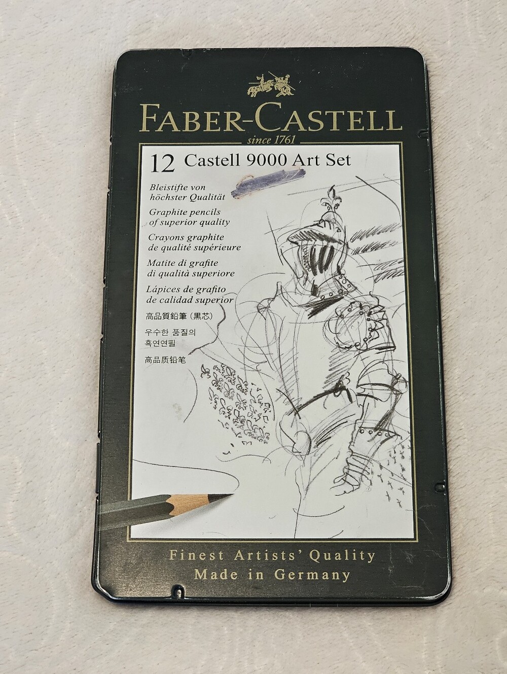 Faber-Castell 12 Castell 9000 Art Set Graphite Drawing Pencils Tin Made Germany